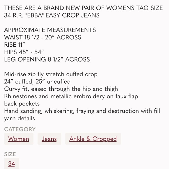 NWT ROCK REVIVAL EBBA EASY CROP JEANS - Picture 13 of 15